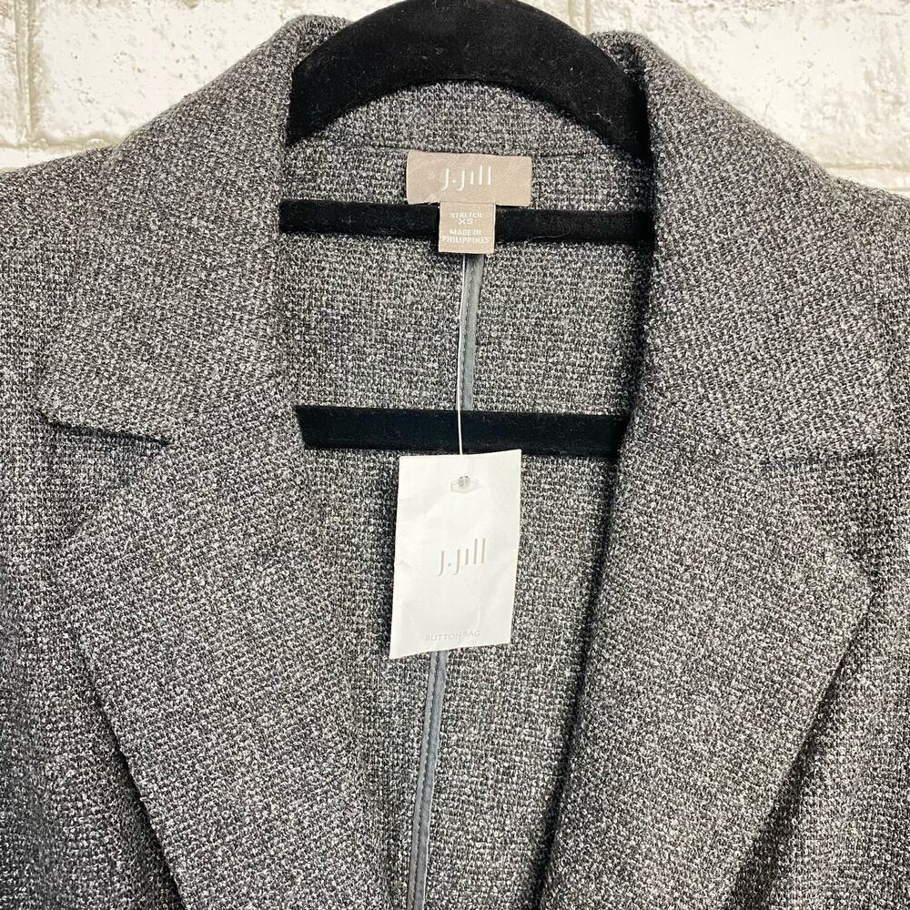 J.Jill Blazer Jacket Knit Wool Viscose Stretch Oversize Gray NEW NWOT XS - Picture 4 of 8